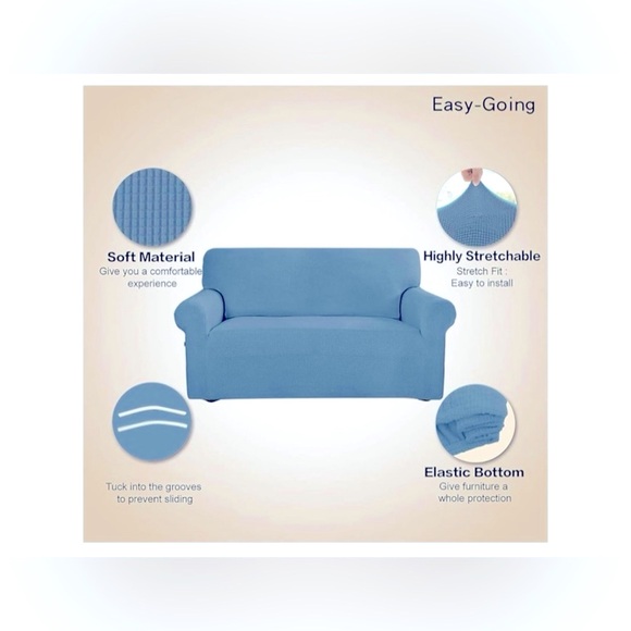 Light Blue Loveseat Sofa Slipcover - Picture 7 of 8